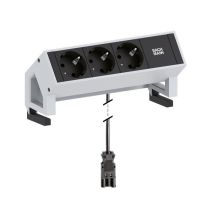 Bachmann DESK 2 3-way table socket, color: Inox