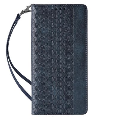 4. Magnet Strap Case for Samsung Galaxy S23+ Flip Wallet Mini Lanyard Stand Blue