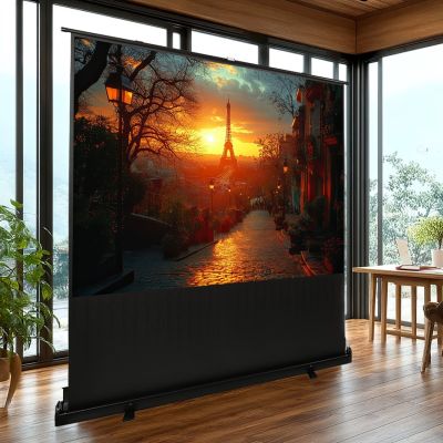 12. MACLEAN PORTABLE PROJECTION SCREEN, COMPACT, FLOOR, 100", 16:9 MC-964