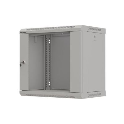 14. Wall-mounted installation rack cabinet 19" 9U 540x350 gray glass door LANBERG (FLAT PACK)