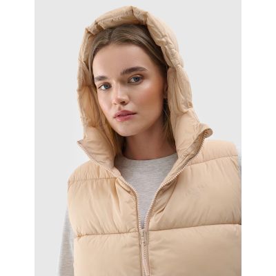 3. Women's quilted down vest with hood 4F 4FWAW24TVJAF141-83S