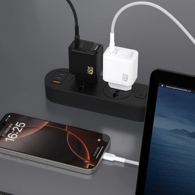 5. Dudao A28C 45W GaN Wall Charger + USB-C Cable - Black