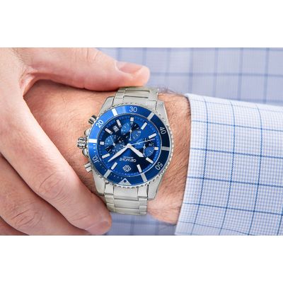 3. Men's Watch Giewont Chronograph Sapphire Silver Blue GW3970-B3