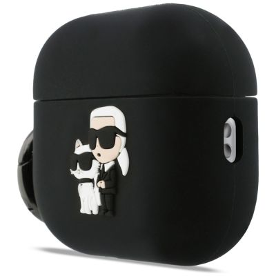 2. Karl Lagerfeld Silicone Karl & Chaupette Head 3D Case for AirPods Pro 3 - Black