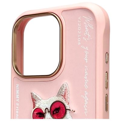3. Nimmy Glasses Cool Cat Case for iPhone 16 Pro - Pink