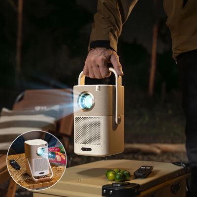 7. Yaber T2 Plus GTV 1080p 450 ANSI Google TV JBL Dolby Audio Multimedia Projector with Battery - Beige