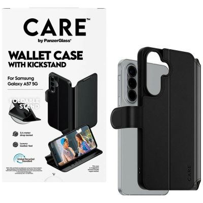 CARE by PanzerGlass Feature Wallet Kickstand Case for Samsung Galaxy A57 - Black