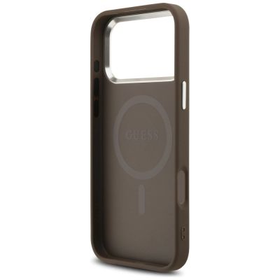 7. Guess 4G Triangle Logo MagSafe Case for iPhone 18 Pro Max / 17 Pro Max - Brown & Silver