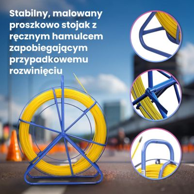16. Extralink Pilot Cable Puller Pilot 6mm 200m FRP Fiberglass, Diameter 6mm, Length 200m, Yellow