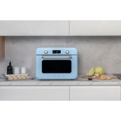 11. Smeg COF01PBEU Small Blue Steam Oven Buttons, Rotary