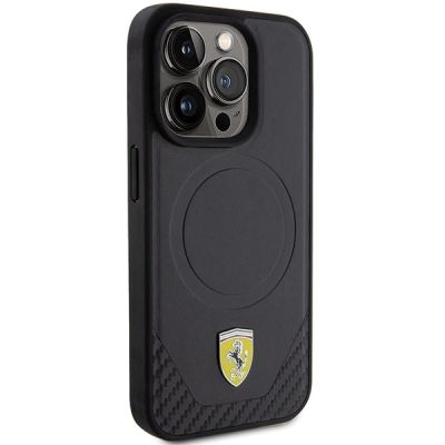 4. Ferrari Carbon Metal Logo MagSafe case for iPhone 15 Pro - black