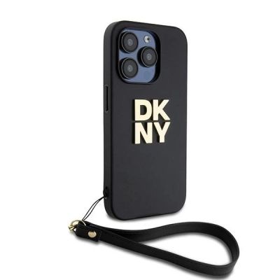2. DKNY Wrist Strap Stock Logo case for iPhone 15 Pro - black