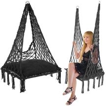 OPENWORK HAMMOCK HANGING CHAIR STORK'S NEST 60x60x115CM WITH PILLOW DARK GREY