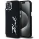 Karl Lagerfeld Silicone Metal Script Logo iPhone 15 Case - Black
