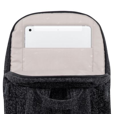 17. RIVACASE Anvik 15.6" laptop backpack, 15L, black, made of waterproof material, pockets for a 10.5" tablet, smartphone, documents, accessories, bottle