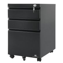 Maclean MC-850 Under-desk cabinet, metal container with lock, black, on wheels