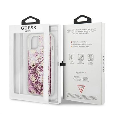 8. Guess GUHCP13SLGPEPI iPhone 13 mini 5.4" pink/pink hardcase Peony Liquid Glitter