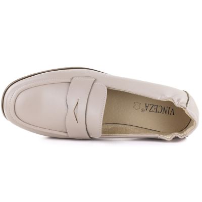3. Women's beige leather moccasins Vinceza 18121