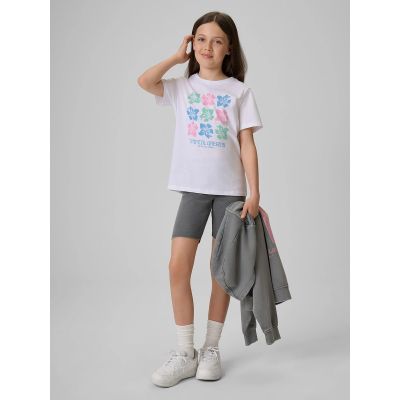 4. Girls' cotton T-shirt 4F 4FJRSS26TTSHF3982-11S