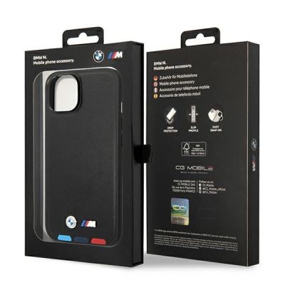 8. Case BMW BMHMP14M22PTDK iPhone 14 Plus 6.7 "black / black Leather Stamp Tricolor Magsafe
