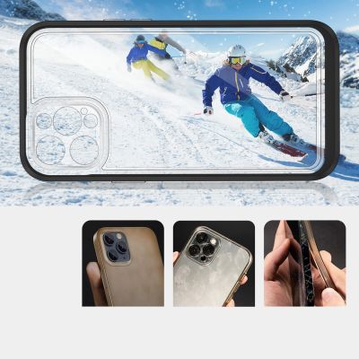 3. Clear 3in1 case for iPhone 12 Pro frame gel cover black
