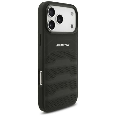 4. Mercedes AMG Leather Debossed Lines Logo Case for iPhone 18 Pro Max / 17 Pro Max - Black