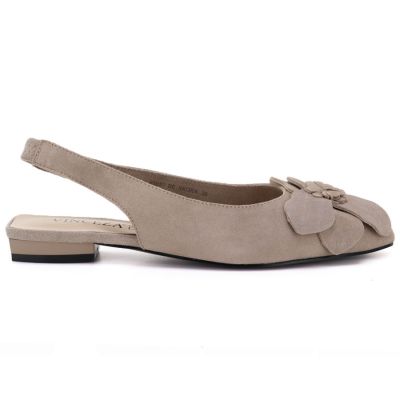 2. Women's leather sandals with a flower, beige, Vinceza 26-66951