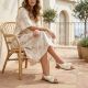 5. Women's sandals with beads, white, Filippo DS7900