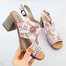 Women's openwork floral high-heeled sandals Jezzi 24125