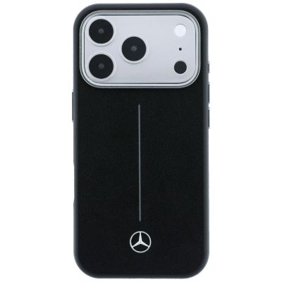 3. Mercedes Leather Semi Wrap Iconic Line MagSafe Case for iPhone 17 Pro - Black