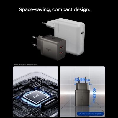 4. Spigen Essential EE472EU-GAN 2-Port 47W Wall Charger - Dark Gray