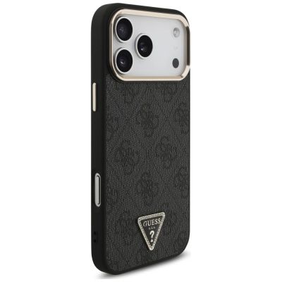 4. Guess 4G Triangle Logo MagSafe Case for iPhone 18 Pro Max / 17 Pro Max, black – gold