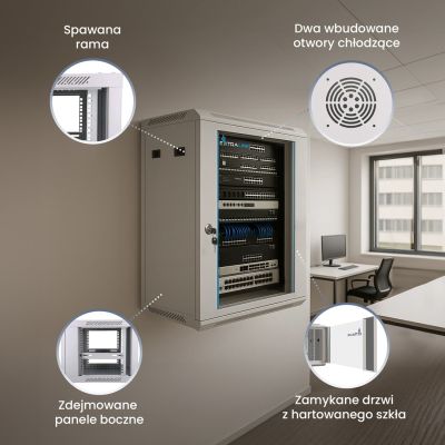 4. EXTRALINK WALL-HUNG RACK CABINET 12U 600X450 GRAY