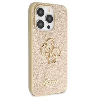 4. Guess GUHCP14LHG4SGD case for iPhone 14 Pro - gold Glitter Script Big 4G