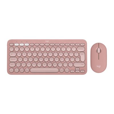 2. Logitech Pebble 2 Combo Keyboard Mouse Included Universal RF Wireless + Bluetooth QWERTY American International Pink