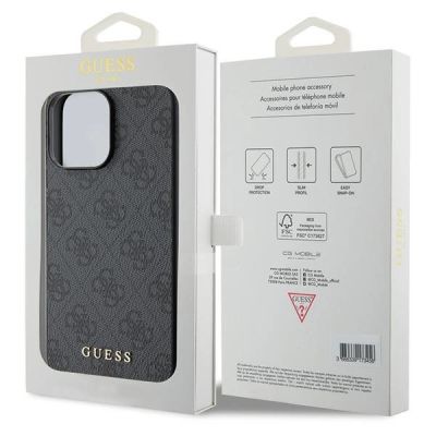 8. Guess 4G Metal Gold Logo iPhone 15 Pro Max Case - Gray