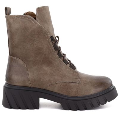2. Beige women’s ankle boots with block heel and platform Jezzi MR2502-9