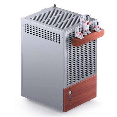 20. Jonsbo T6 Mini-Tower PC Case, Mini-ITX, Tempered Glass, Wood - Silver