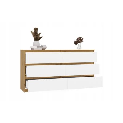 4. M6 MALWA CHEST OF DRAWERS 140 CM 6 DRAWERS ART/WHITE SET