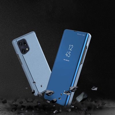 8. Clear View Case cover for Oppo Find X5 Pro cover with a flap black