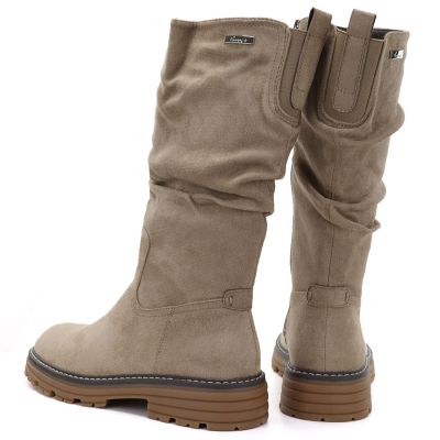 5. Women's warm, crinkled suede boots, beige M.Daszyński SA259-3