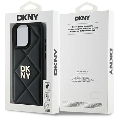 8. DKNY Quilted Stack Logo iPhone 16 Pro Case - Black