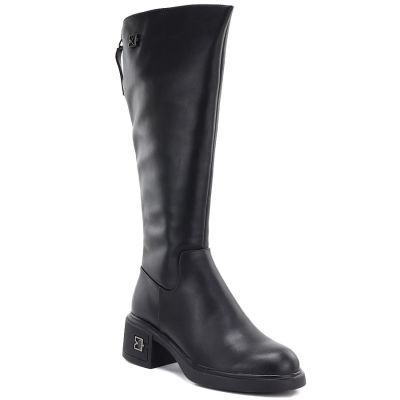 10. Women's leather ankle boots, black, Vinceza FIO27-67056