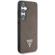 4. Guess Grained Hot Stamp Peony Pattern Triangle Logo MagSafe Case for Samsung Galaxy S25 - Brown