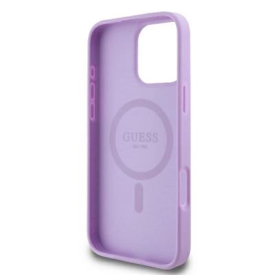 7. Guess Saffiano Peony Classic Logo MagSafe iPhone 16 Pro Max Case - Purple
