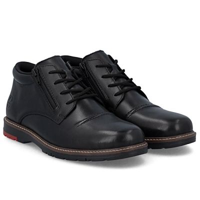 10. Men's comfortable leather ankle boots, insulated, black, Rieker 10504-00