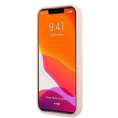 4. Guess GUHMP13MLSLMGLP iPhone 13 6.1" light pink/light pink hardcase Silicone Script Gold Logo Magsafe