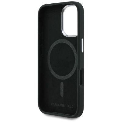 7. Karl Lagerfeld Silicone Heart Sign Logo MagSafe Case for iPhone 16 - Black