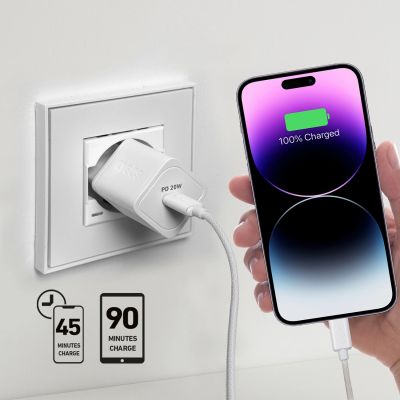 6. SBS TETRGAN1C20W 20W GaN Wall Charger with Power Delivery - White