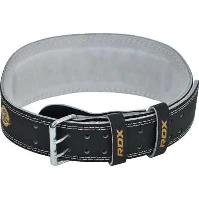 9. 4" GOLD LEATHER BODYBUILDING BELT FOR EXERCISES - RDX S
